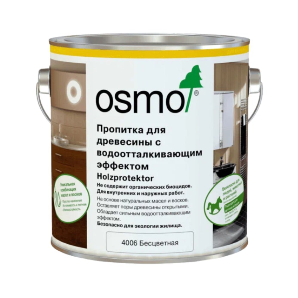 Водоотталкивающая пропитка для древесины Osmo Holzprotektor 4006 0,22 л